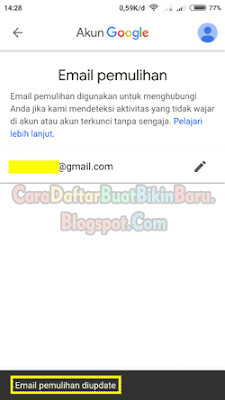 menambah email pemulihan di gmail android