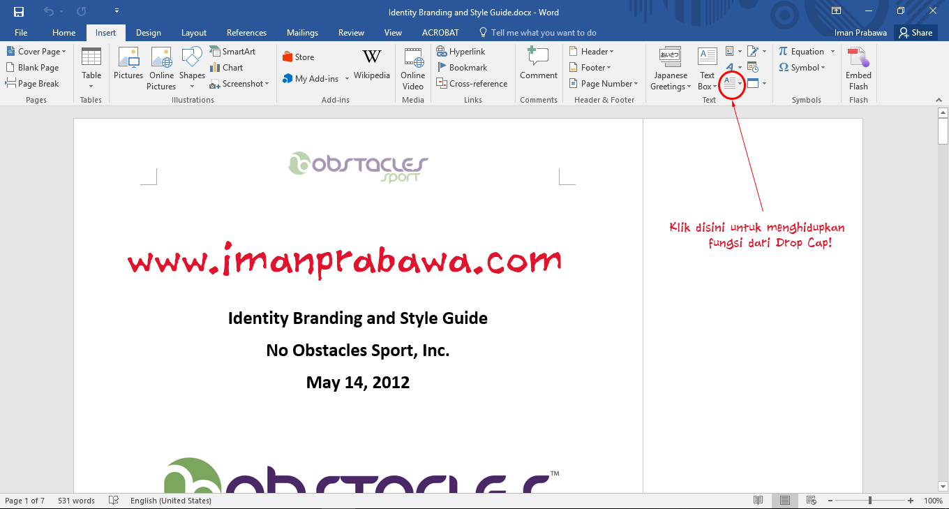 Drop Cap Ms Word Letter