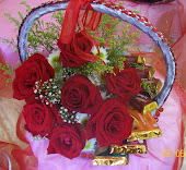 Chocolates in Basket with Fresh Roses
