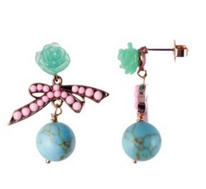 Pendientes rosas en bronce Pendientes rosas en bronce