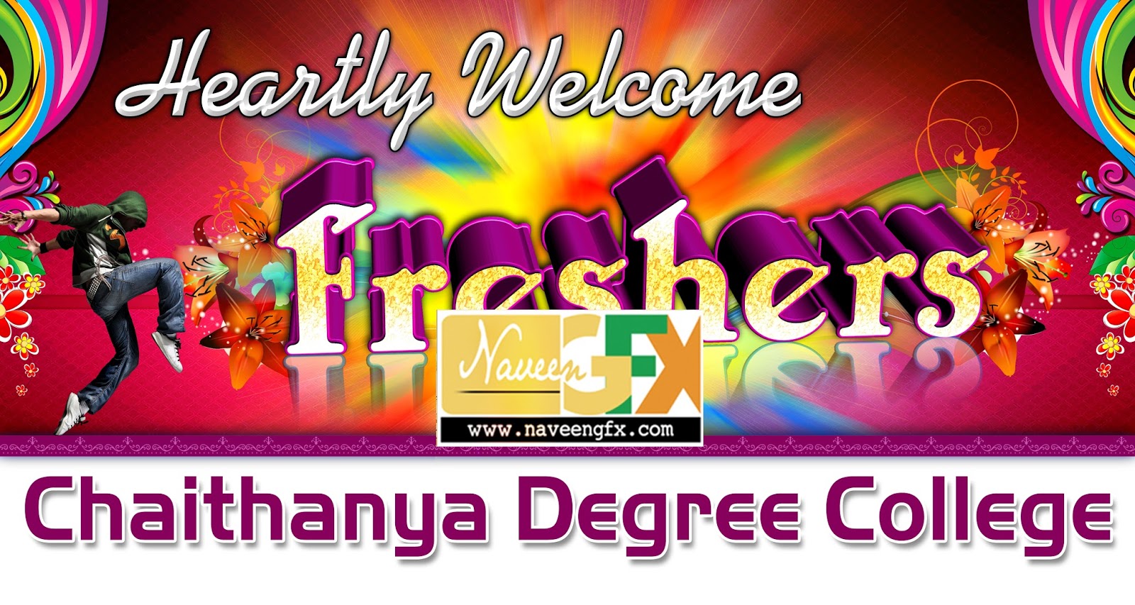 freshers day flex banners psd template free downloads | naveengfx