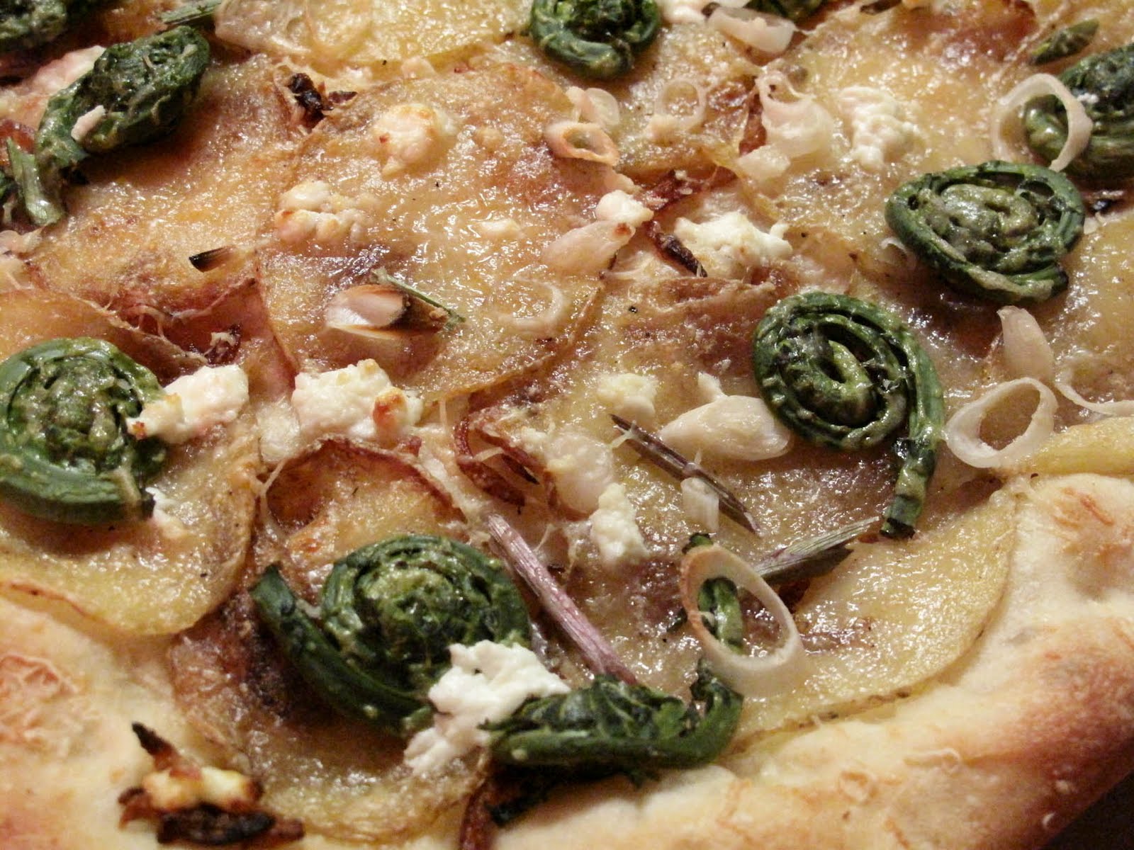 Oh Eat Dirt Fiddlehead, Potato, and Ramp Pizza