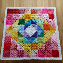 granny blanket square geometric rainbow pattern crochet ravelry afghan colchas tejidas guardado desde mycrochetidea