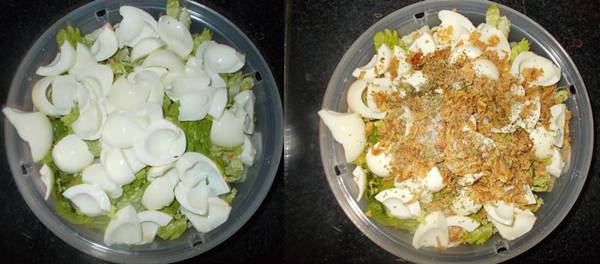 Salada de alface com morango e clara de ovos Salada de alface com morango e clara de ovos