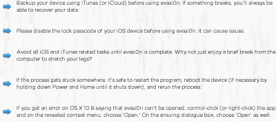 jailbreak tool evasi0n guidelines basic untethered ios ipod requirements ipad iphone enlarge