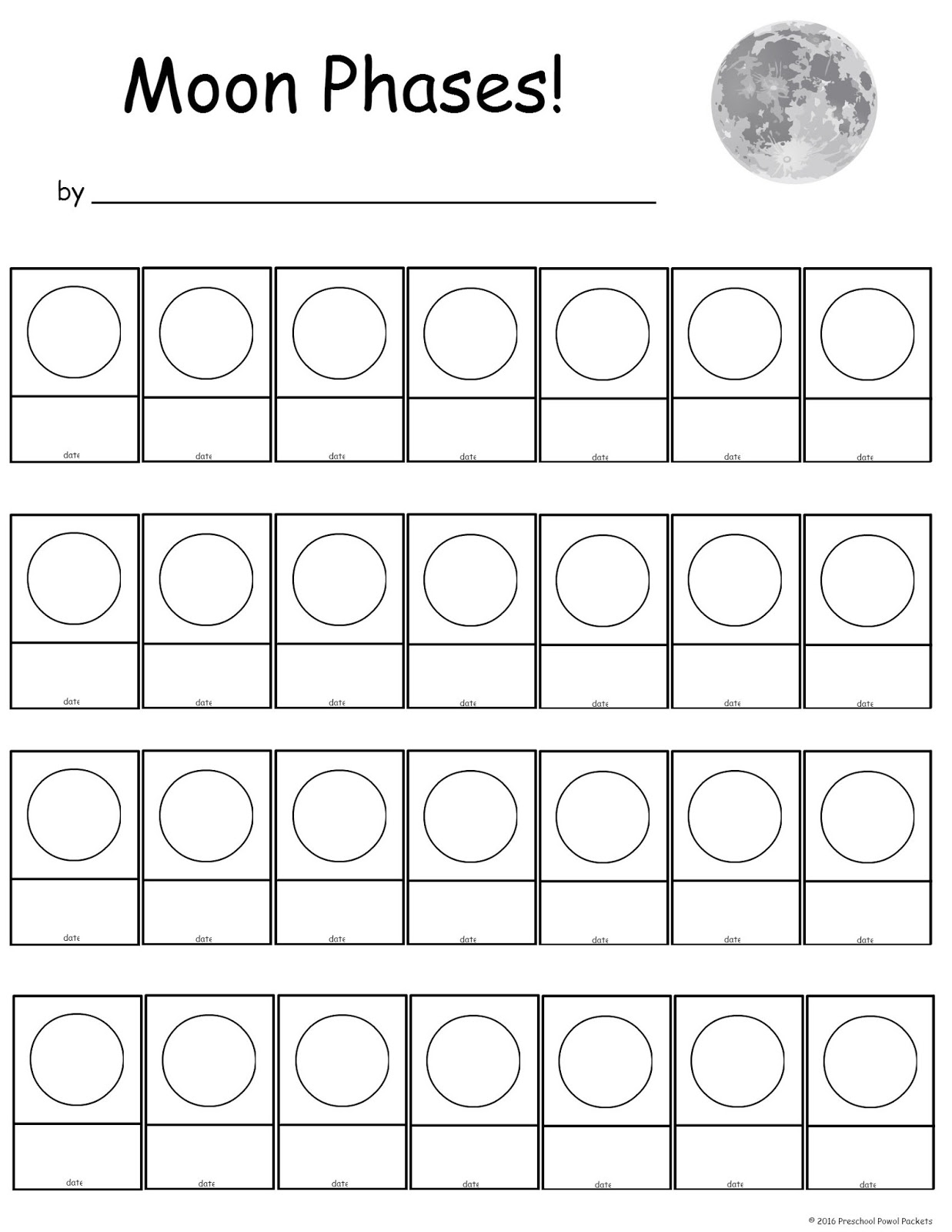 Free Moon Phase Tracking Printable Preschool Powol Packets