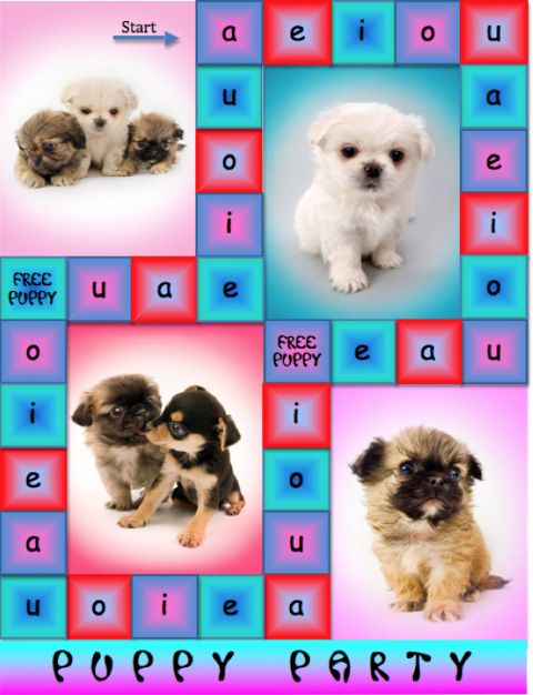 Puppy party short vowel game