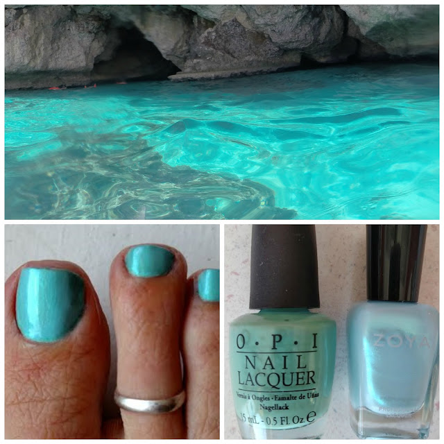blue green nail polish