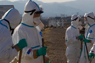 Fukushima workers trying to clean up site