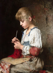 A YOUNG GIRL CHROCHETING