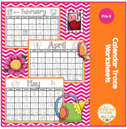 Calendar Tracing Worksheets ~ Preschool Printables