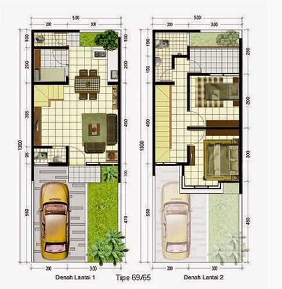 10 Desain rumah type 36 90 2 lantai