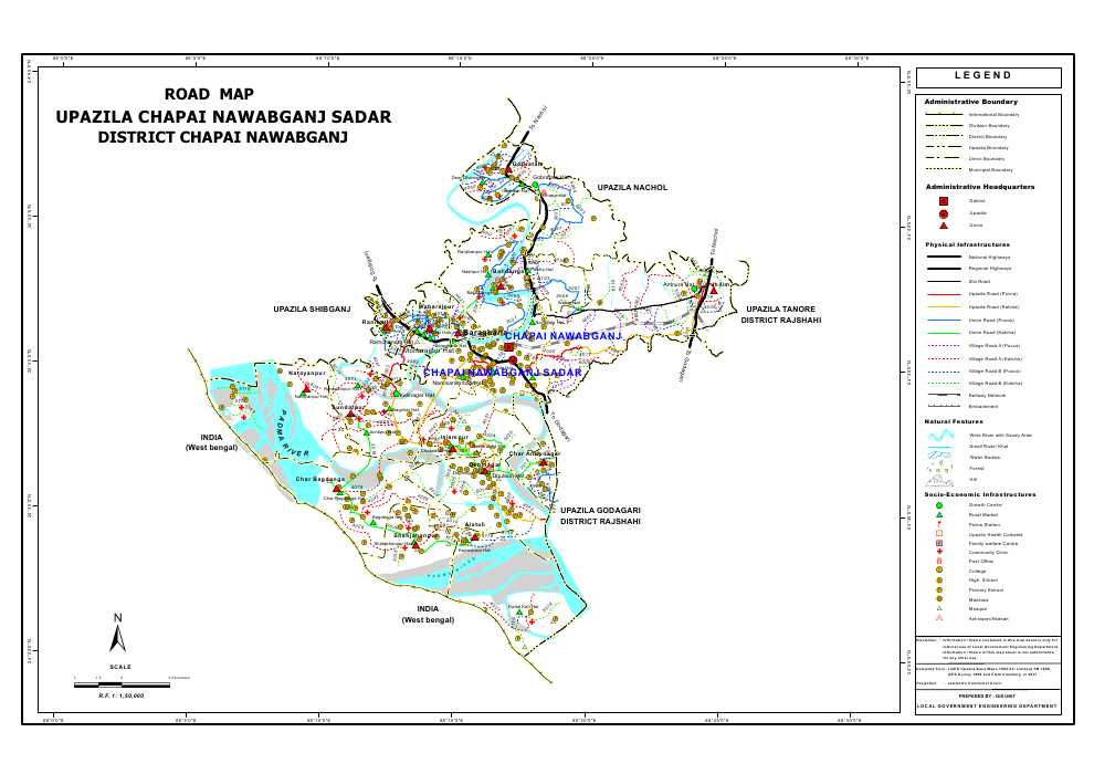 Nawabganj Sadar Upazila Road Map Nawabganj District Bangladesh