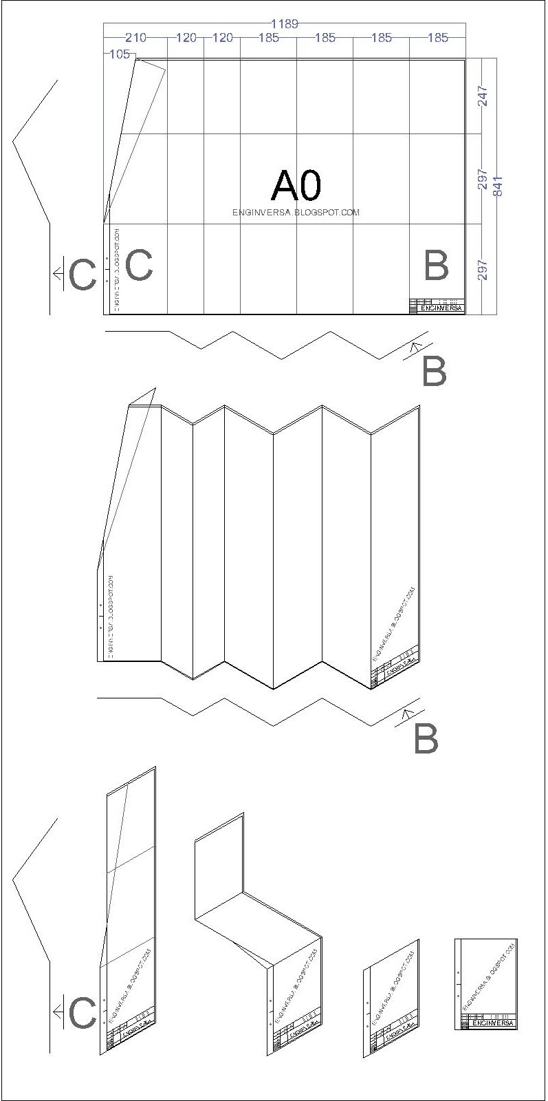 Sheet folding A3 , A2, A1 and A0