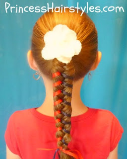 4th of July hairstyle, ribbon braid
