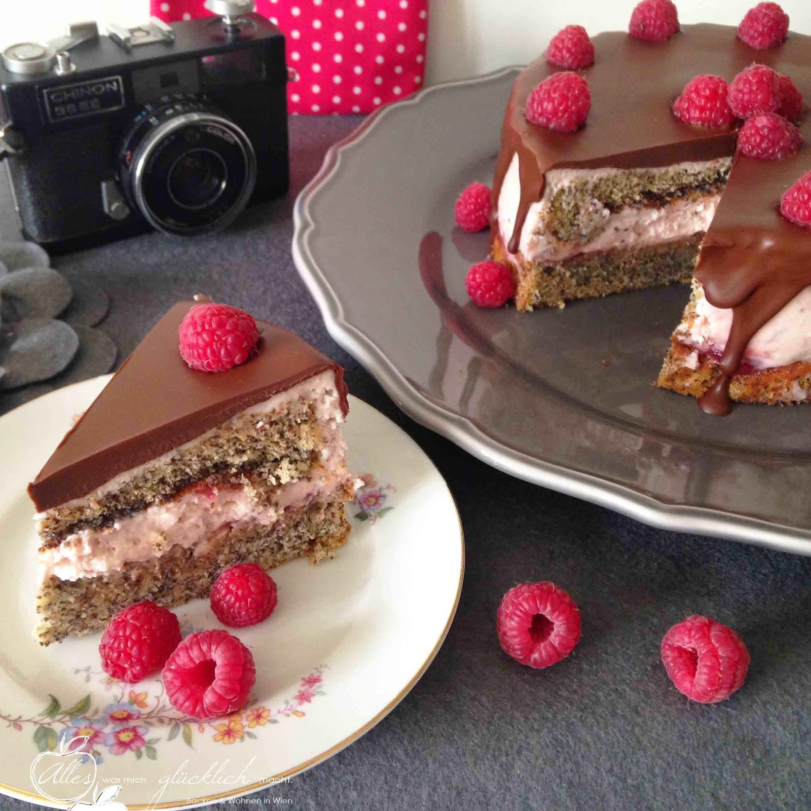 Die 25 Minuten Torte: Mohnbiskuit-Torte mit Ribiselfüllung und Schokoladenglasur
