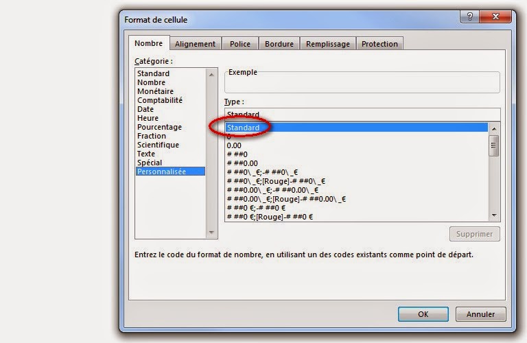 CELLULE FORMAT PERSONNALISE Cellules EXCEL