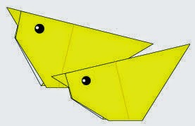 Bước 7: Vẽ mắt để hoàn thành cách xếp con gà bằng giấy origami đơn giản - a chick.