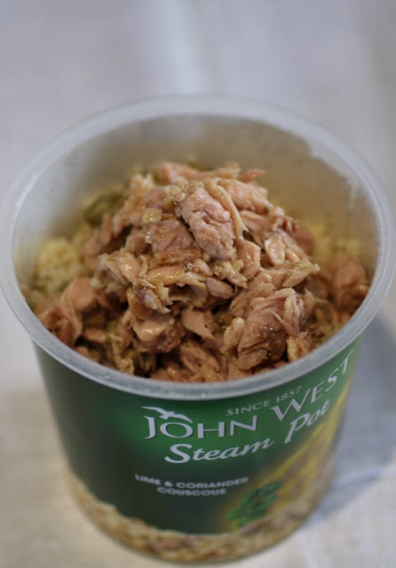 John West Steam Pots - infused tuna and cous cous - just add water to the cous cous, stir in the tuna and you have a quick, easy and filling lunch!