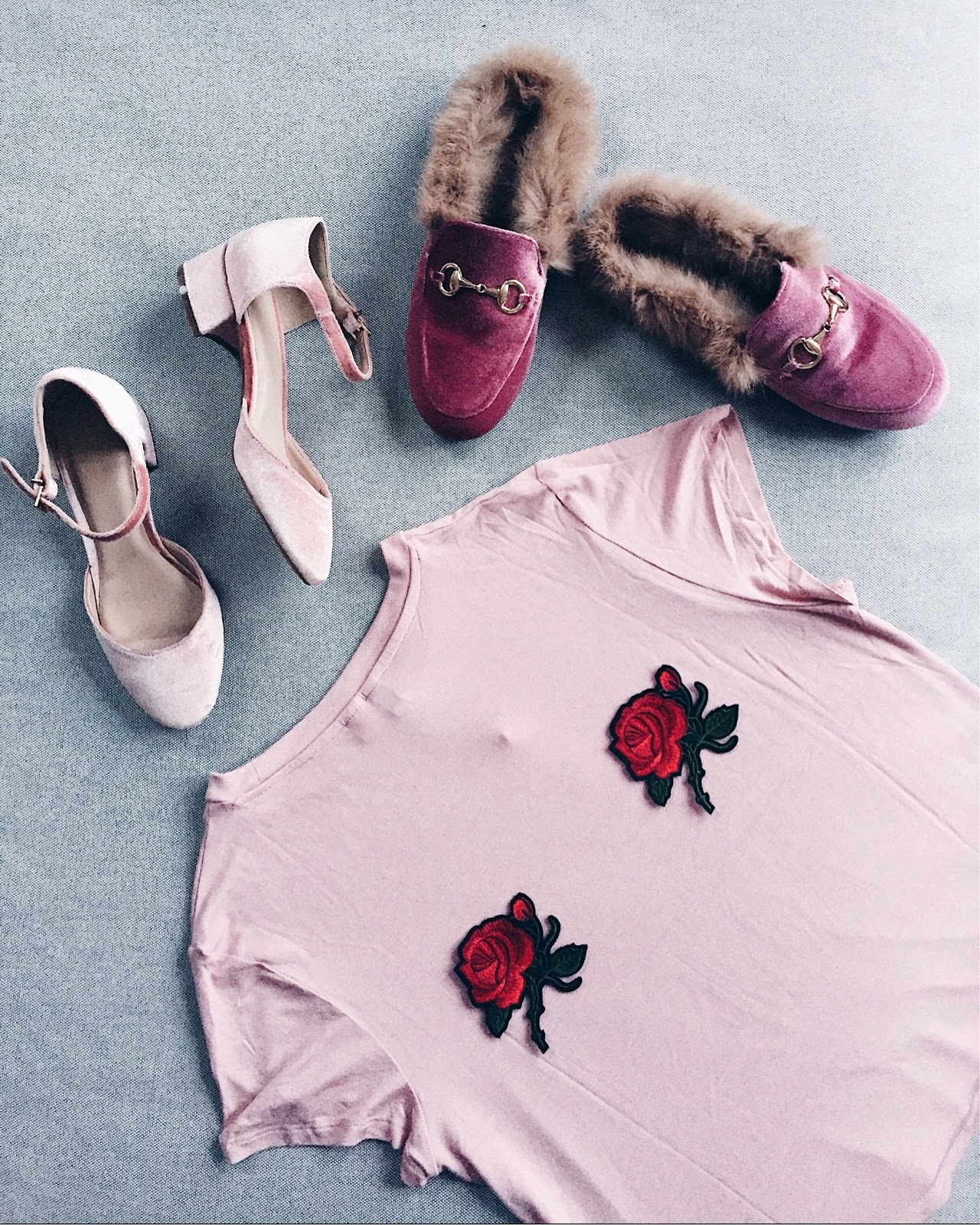 blush tones shoes, shirts and dresses
