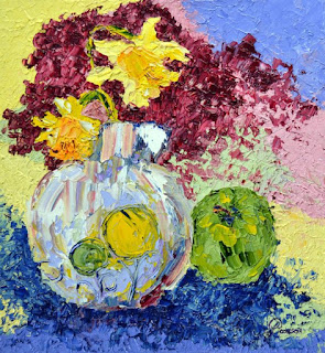 http://www.ebay.com/itm/Green-Apple-and-Daffodils-Abstract-Oil-Painting-on-Board-Contemporary-Artist-/291716221980?ssPageName=STRK:MESE:IT