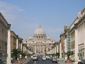 The Via della Conciliazione, looking towards the basilica of St Peter, was conceived by Mussolini