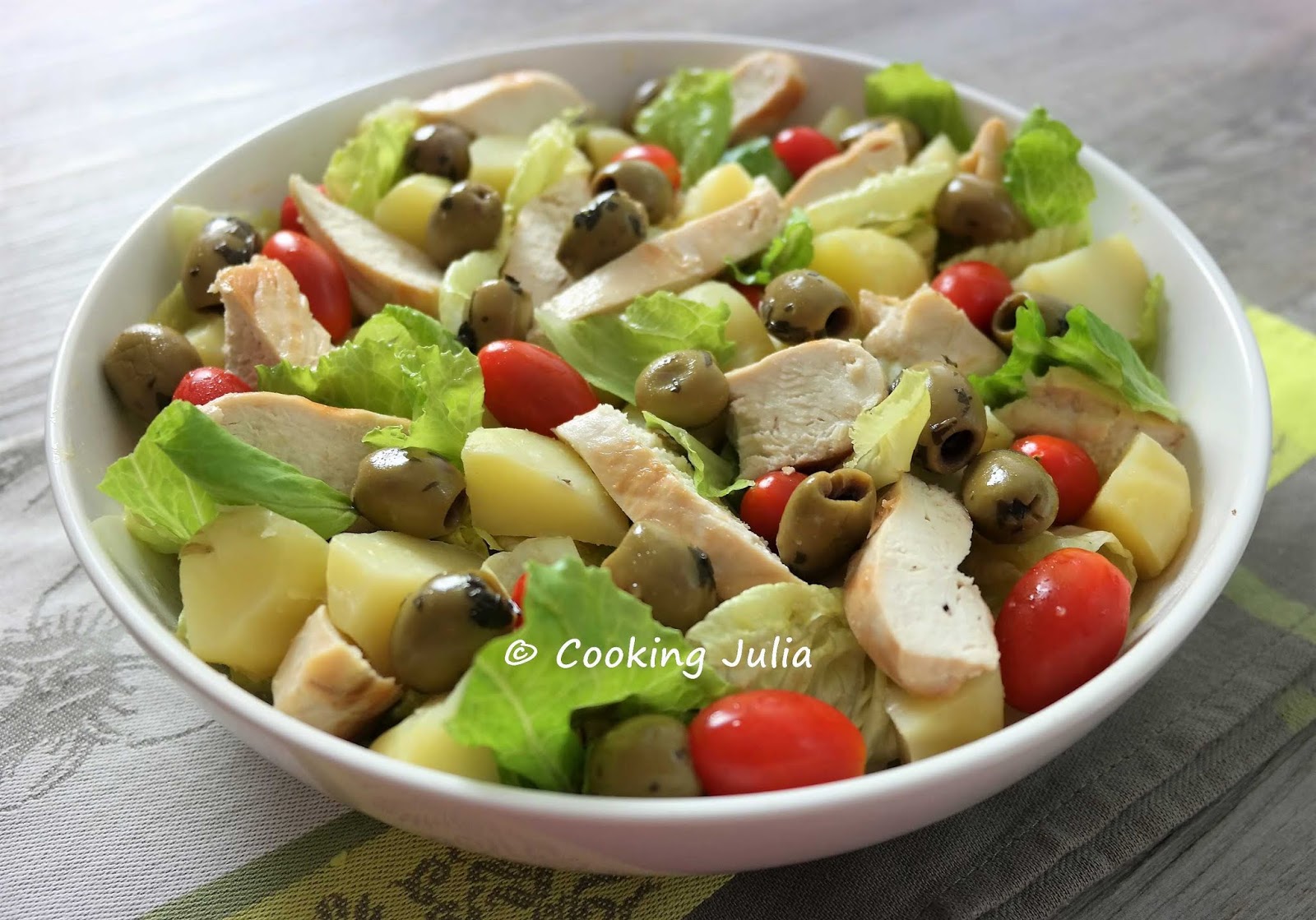 COOKING JULIA : SALADE DE POMMES DE TERRE ET POULET AUX OLIVES