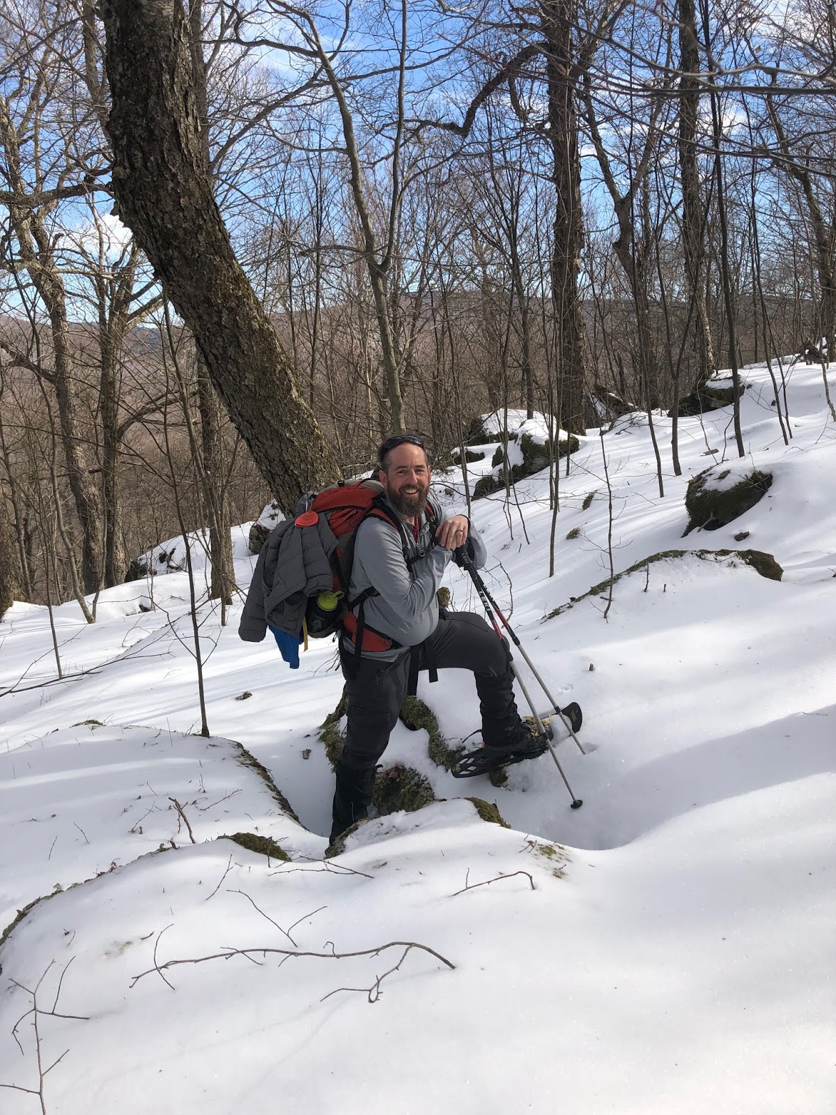 Hiking Graham and Doubletop Mountains Snowshoeing Bushwhack, Catskill