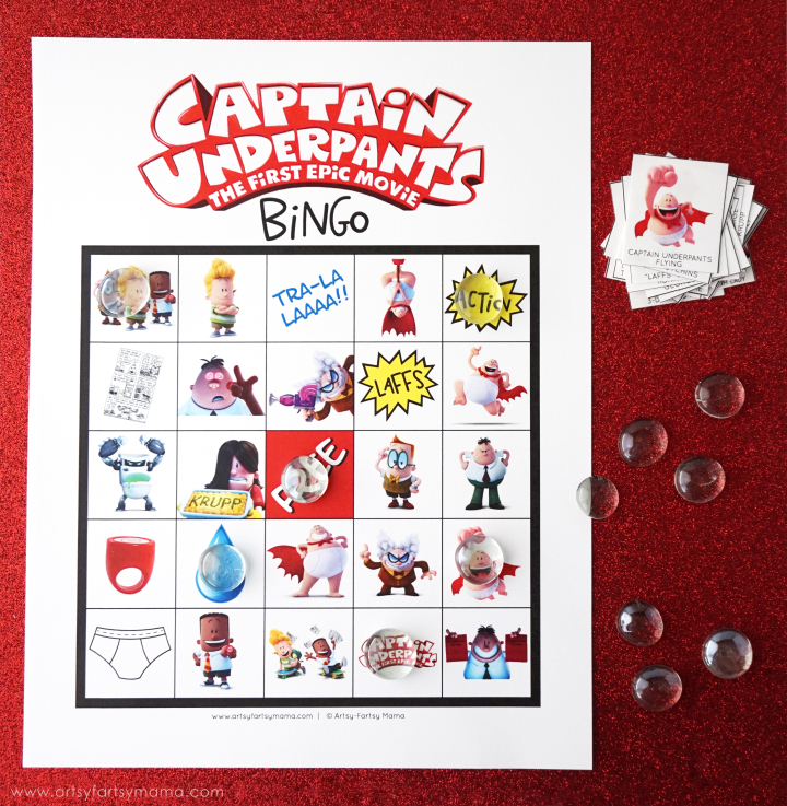 Captain Underpants Movie Night Ideas with Free Printable Captain Underpants Bingo