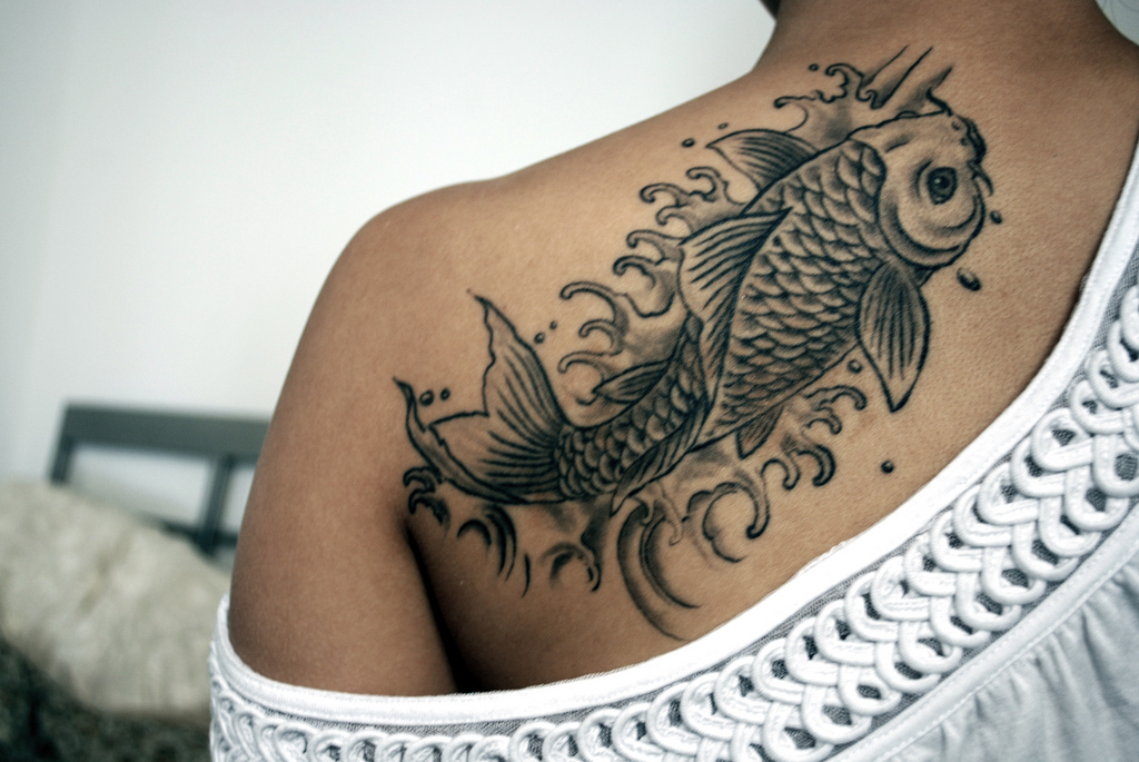 Koi Fish Elegant Tattoo on Girls Collection