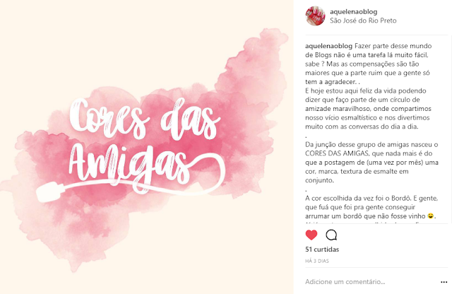 Cores das Amigas Projeto Grupo Instagram Esmalte