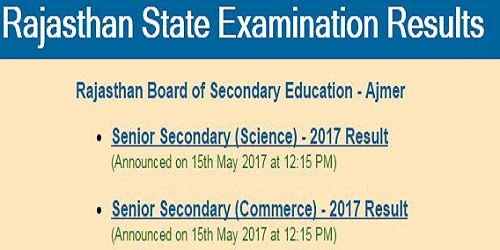 Rajasthan Senior Secondary Exam Results 2017