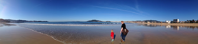 Panoramic photo of the bay of Playa América