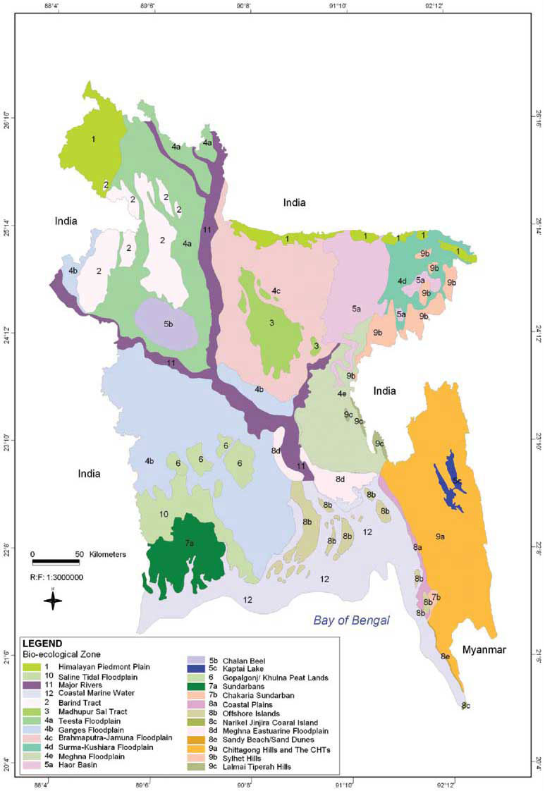 Bio-Ecological Zones Map Bangladesh