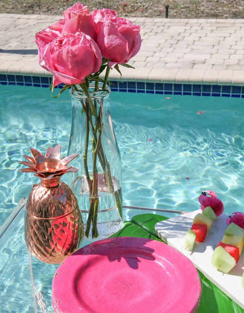 Summer Flamingo Pool Party Bar with Pier 1 by The Celebration Stylist