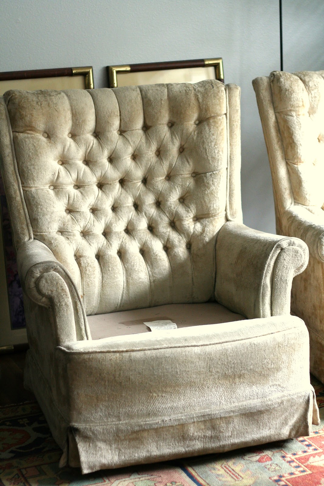 Custom Slipcovers by Shelley Blue Paisley Swivel Rocker Chairs