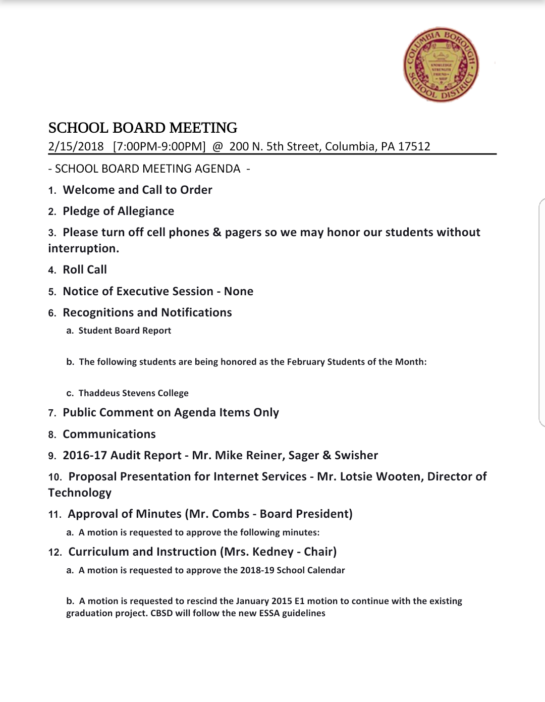 columbia spy draft agenda school board meeting feb 15 draft meeting agenda