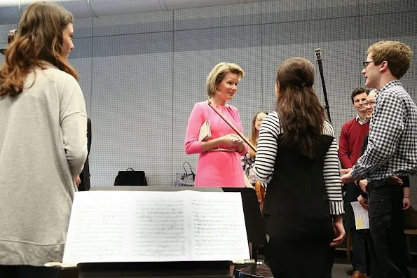 Queen Mathilde of Belgium visits the Higher Institute of Music and Pedagogy in Namur