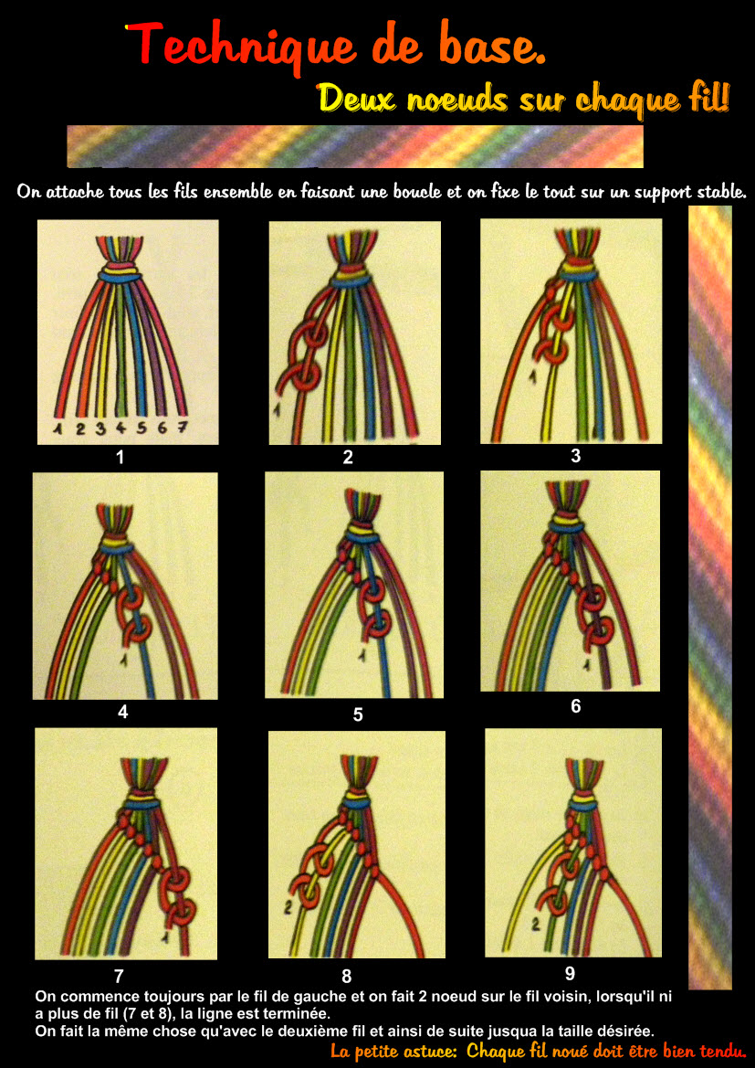 Bracelet Brésilien 6 Fils 3 Couleurs Adulescence. (File dans ta chambre!): FAIRE UN BRACELET BRESILIEN.