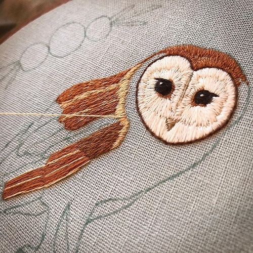 My Owl Barn Boho and Nature Inspired Embroidered Wall Art by Thready Pulse