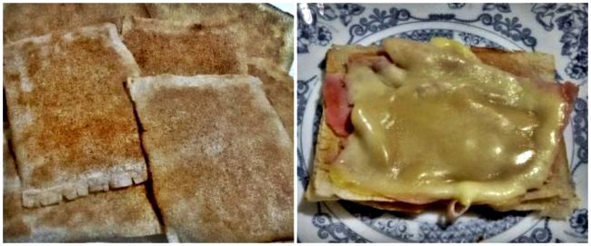 Preparación del milhojas salado con pasta brick