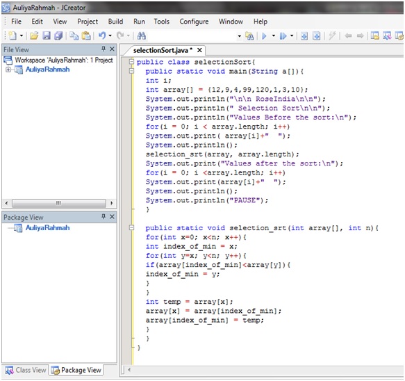 Pengetahuan Dunia IT & Islam: Contoh Script Java pada metode sorting
