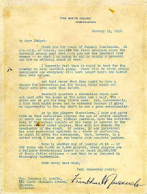 President Roosevelt's Greenlight letter to Judge Kenesaw Mountain Landis, 15 January 1942 worldwartwo.filminspector.com