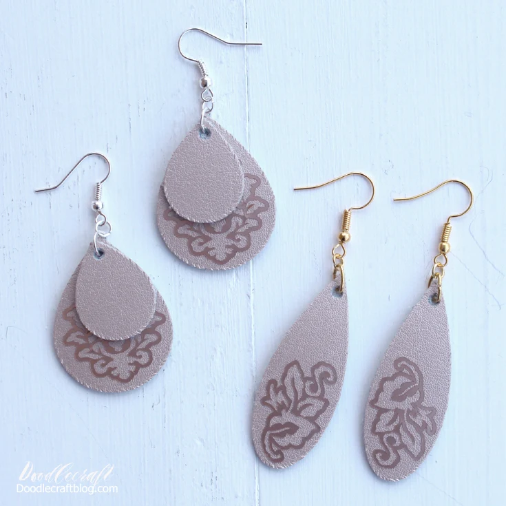 upcycled hand painted leather earrings