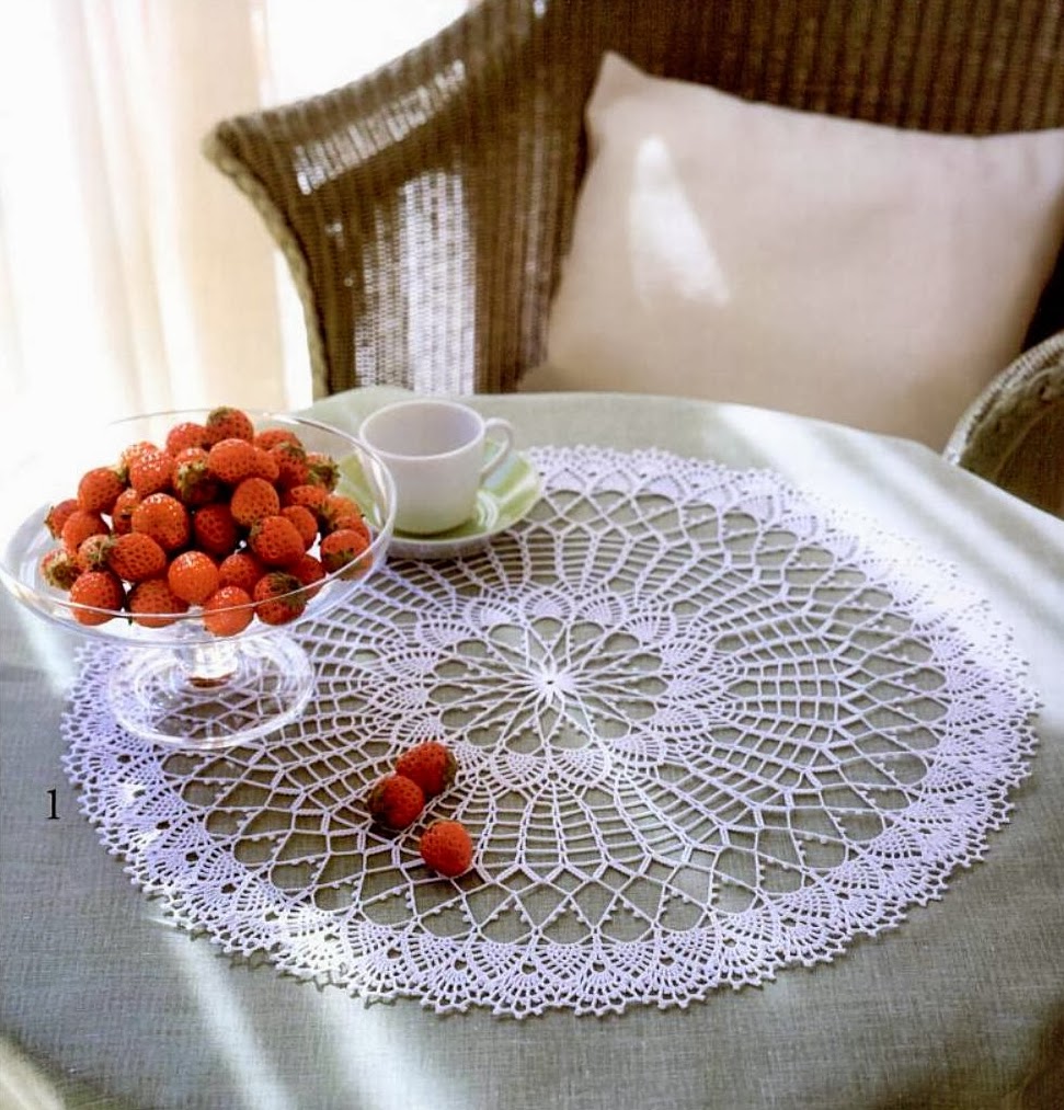 Crochet tablecloth.