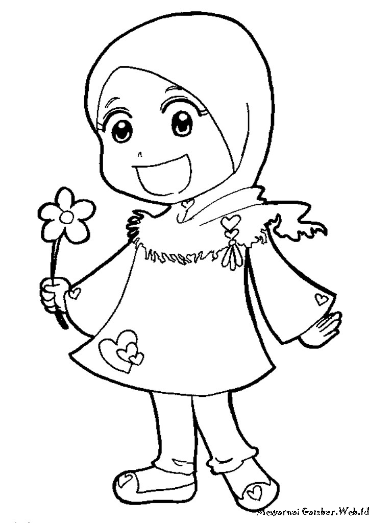 Gambar Kartun Anak Perempuan Berjilbab | Top Gambar