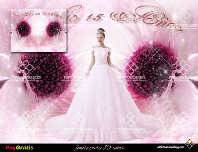 Lindo fondo prediseñado para fotomontajes de quinceañeras