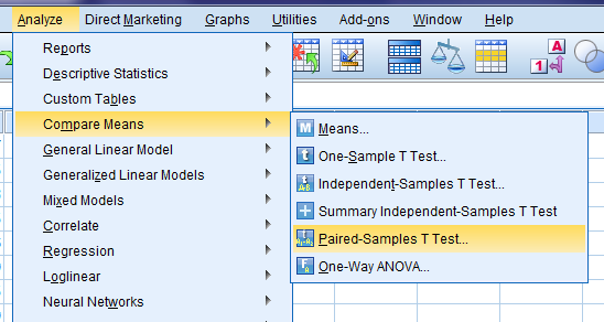 Uji Hipotesis Paired Sample t Test Dengan SPSS - matabaraja.com mengatur analyze spss statistika