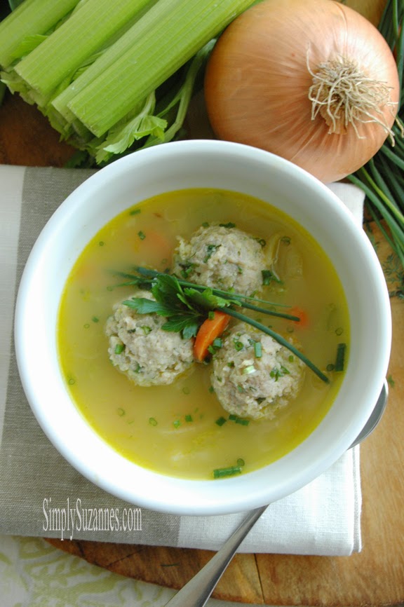 Simply Suzanne's AT HOME herb & chicken meatball soup . . . a Spring