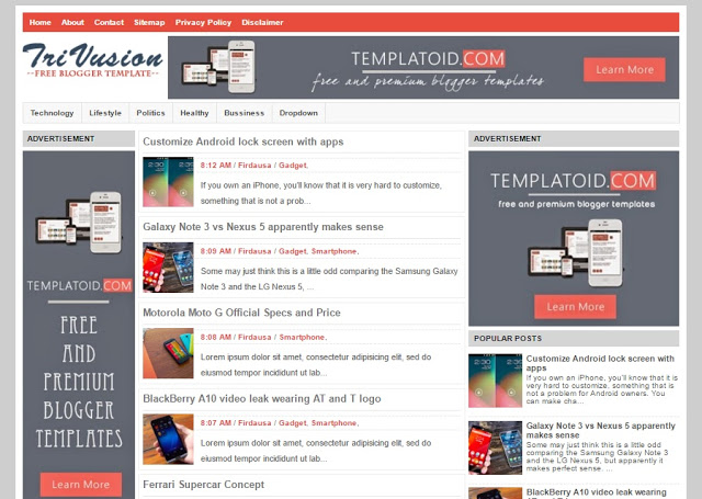 TriVusion Blogger Responsive SEO Friendly Template